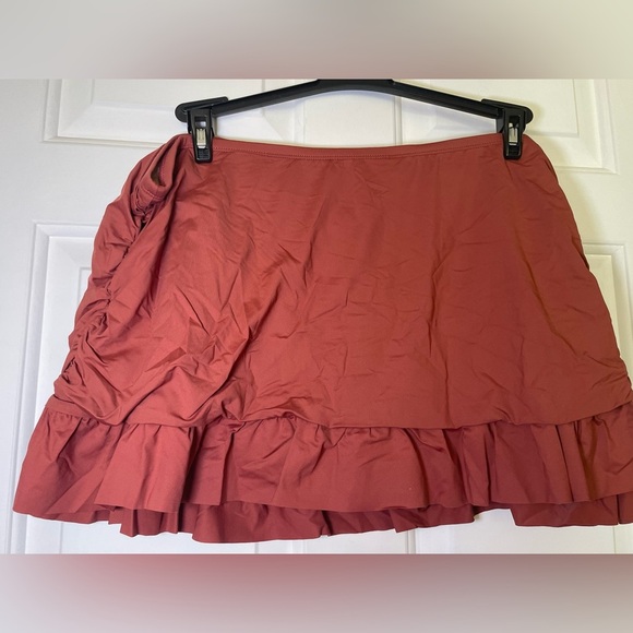 La Blanca Plus Swim Skirt Size 22W Cinnamon Brown Ruched Ruffle Tummy Control - Picture 3 of 12